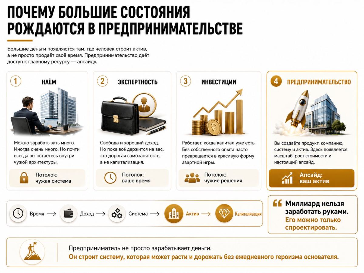 Почему большие состояния рождаются в предпринимательстве